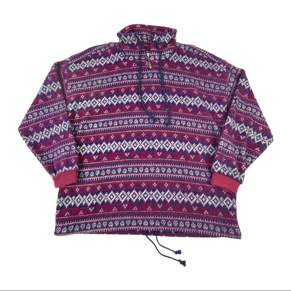 Vintage B Moss Pullover Fuzzy Fleece Collared Sweater Retro 80s Womens Medium